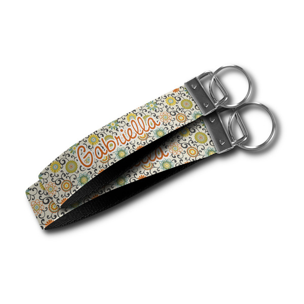 Swirls & Floral Webbing Keychain FOBs - Size Comparison