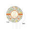 Swirls & Floral White Plastic 4" Food Pick - Round - Single Sided - Front & Back