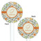 Swirls & Floral White Plastic 5.5" Stir Stick - Double Sided - Round - Front & Back