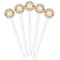 Swirls & Floral White Plastic 5.5" Stir Stick - Fan View