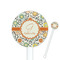 Swirls & Floral White Plastic 5.5" Stir Stick - Round - Closeup