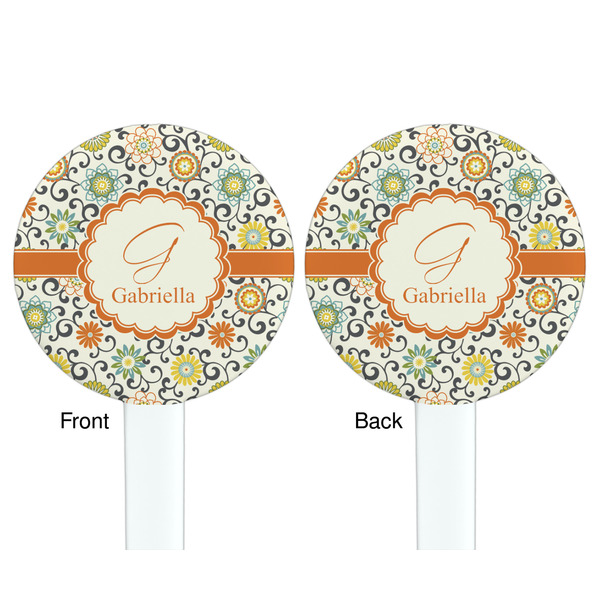 Swirls & Floral White Plastic 7" Stir Stick - Double Sided - Round - Front & Back