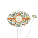 Swirls & Floral 7" Oval Plastic Stir Sticks - White - Double Sided (Personalized)