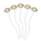 Swirls & Floral White Plastic 7" Stir Stick - Oval - Fan