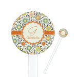 Swirls & Floral 7" Round Plastic Stir Sticks - White - Double Sided (Personalized)