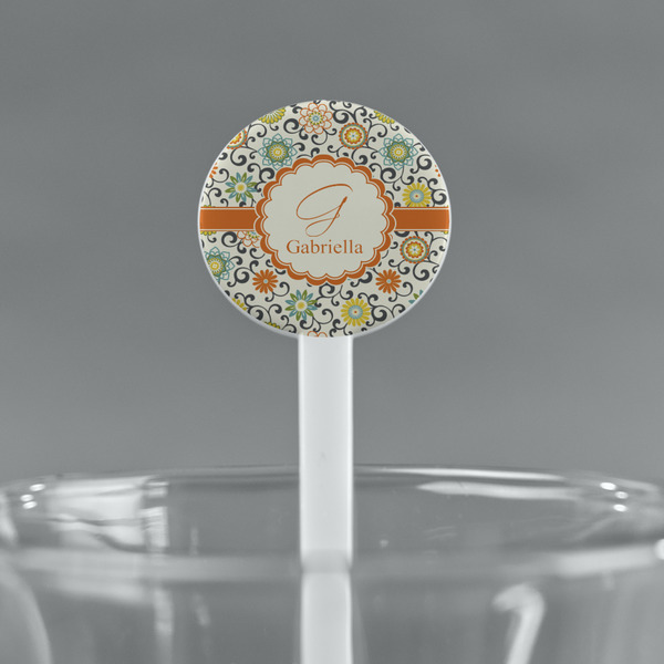 Swirls & Floral White Plastic 7" Stir Stick - Round - Main