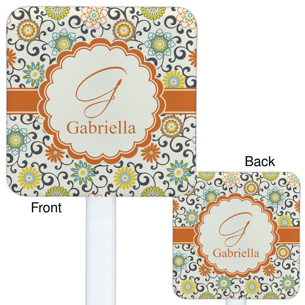 Swirls & Floral White Plastic Stir Stick - Double Sided - Approval