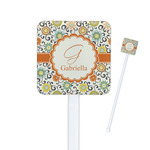 Swirls & Floral Square Plastic Stir Sticks (Personalized)