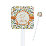 Swirls & Floral Square Plastic Stir Sticks (Personalized)