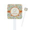 Swirls & Floral White Plastic Stir Stick - Square - Closeup