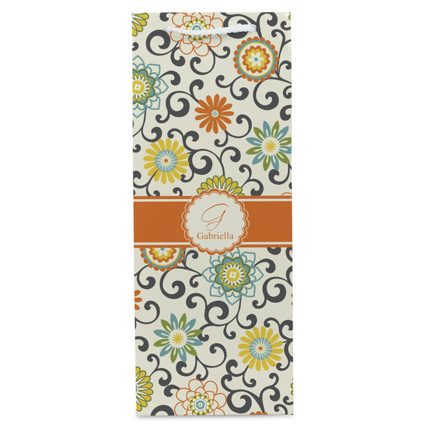 Swirls & Floral Wine Gift Bag - Matte - Front