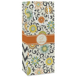 Swirls & Floral Wine Gift Bags - Matte (Personalized)