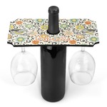 Swirls & Floral Wine Bottle & Glass Holder (Personalized)