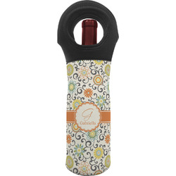 Swirls & Floral Wine Tote Bag (Personalized)