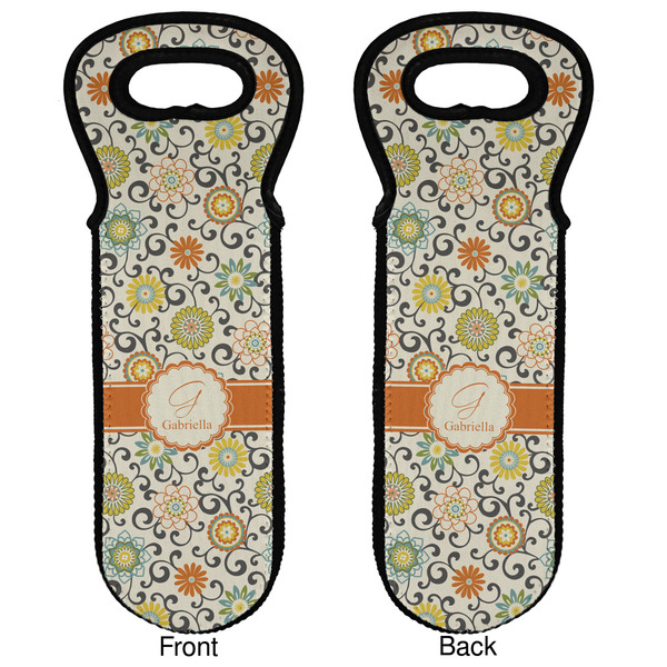 Swirls & Floral Wine Tote Front & Back