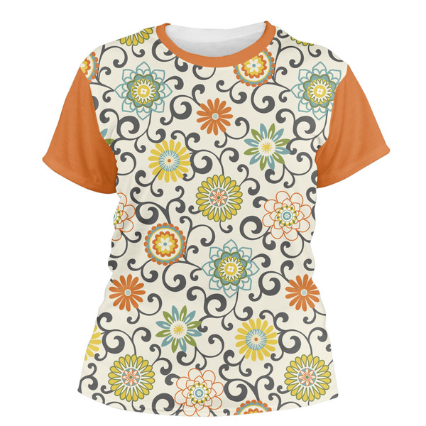 Custom Swirls & Floral Women's Crew T-Shirt - Medium