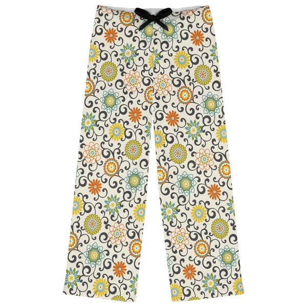 Custom Swirls & Floral Womens Pajama Pants - L