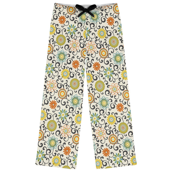 Custom Swirls & Floral Womens Pajama Pants - XL