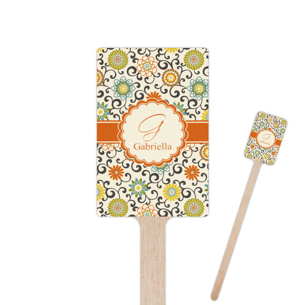Custom Swirls & Floral Rectangle Wooden Stir Sticks (Personalized)