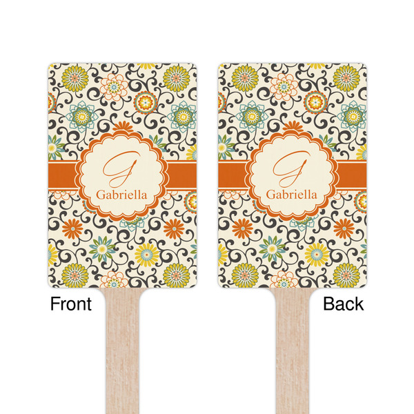 Swirls & Floral Wooden 6.25" Stir Stick - Rectangular - Double Sided - Front & Back
