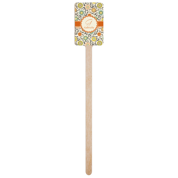 Swirls & Floral Wooden 6.25" Stir Stick - Rectangular - Single Stick