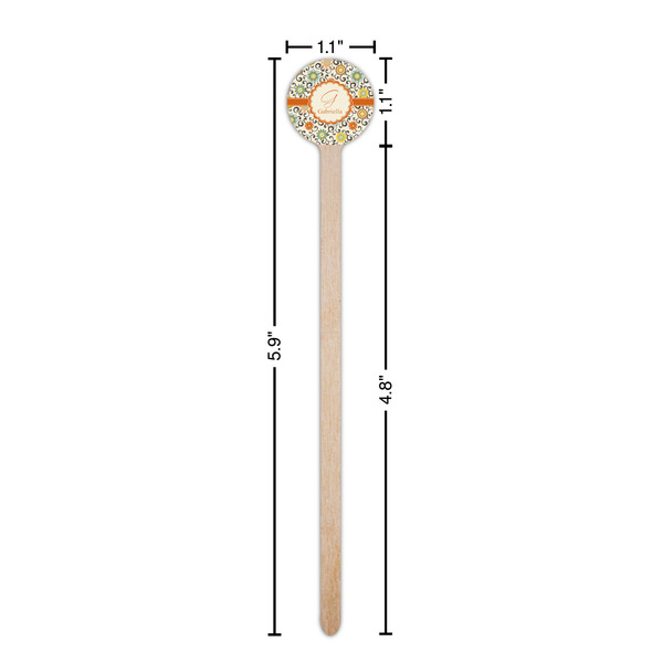 Swirls & Floral Wooden 6" Stir Stick - Round - Dimensions