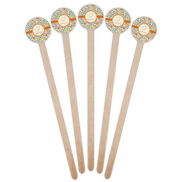 Swirls & Floral Wooden 6" Stir Stick - Round - Fan View