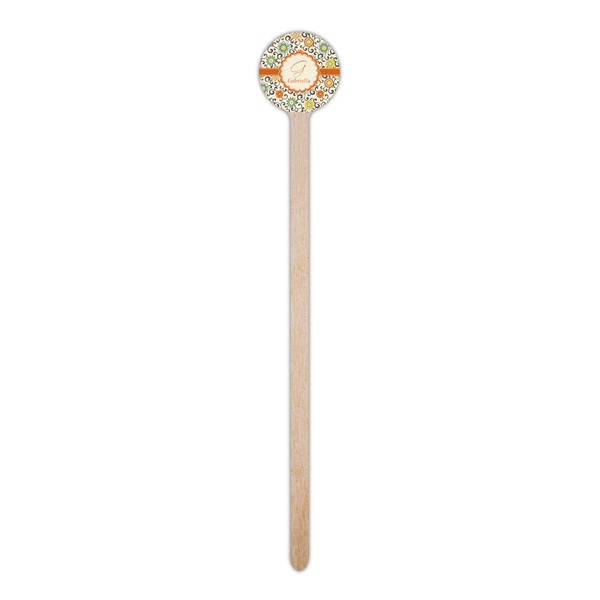 Swirls & Floral Wooden 6" Stir Stick - Round - Single Stick
