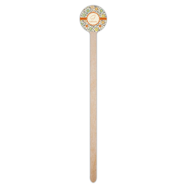 Swirls & Floral Wooden 7.5" Stir Stick - Round - Single Stick