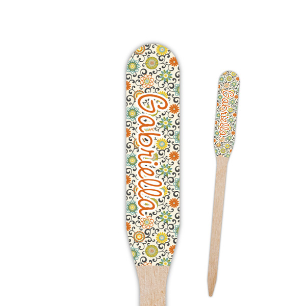 Custom Swirls & Floral Paddle Wooden Food Picks - Single Sided (Personalized)