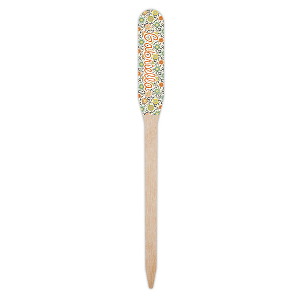 Swirls & Floral Wooden Food Pick - Paddle - Single Pick