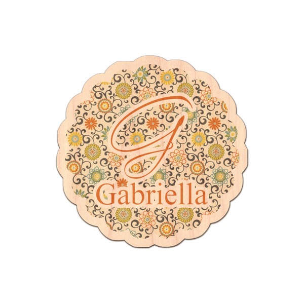 Custom Swirls & Floral Genuine Maple or Cherry Wood Sticker (Personalized)