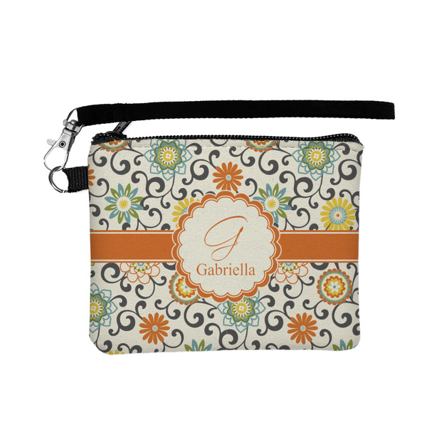 Custom Swirls & Floral Wristlet ID Case w/ Name and Initial
