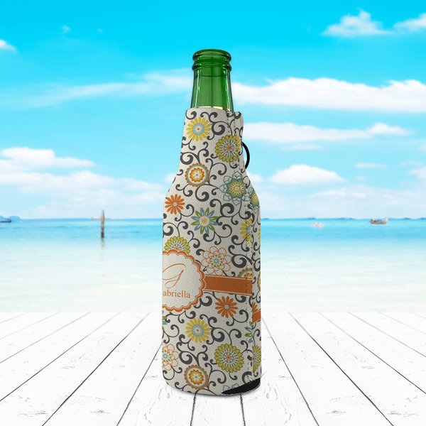 Swirls & Floral Zipper Bottle Cooler - LIFESTYLE