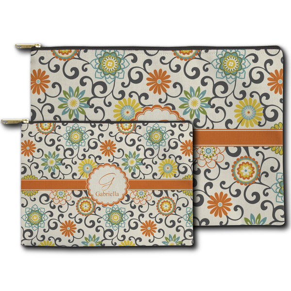 Swirls & Floral Zippered Pouches - Size Comparison