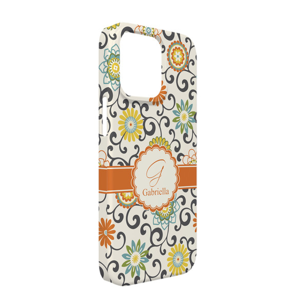 Custom Swirls & Floral iPhone Case - Plastic - iPhone 13 (Personalized)