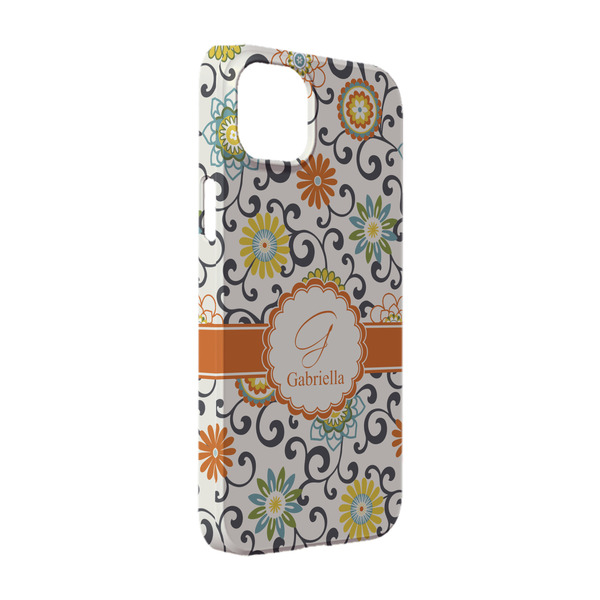 Custom Swirls & Floral iPhone Case - Plastic - iPhone 14 (Personalized)