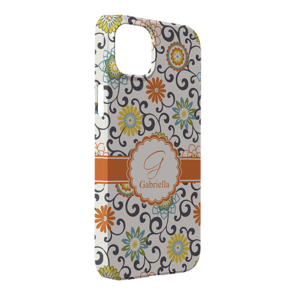 Custom Swirls & Floral iPhone Case - Plastic - iPhone 14 Plus (Personalized)