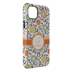 Swirls & Floral iPhone Case - Rubber Lined - iPhone 14 Plus (Personalized)
