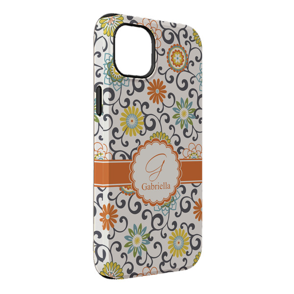 Custom Swirls & Floral iPhone Case - Rubber Lined - iPhone 14 Plus (Personalized)