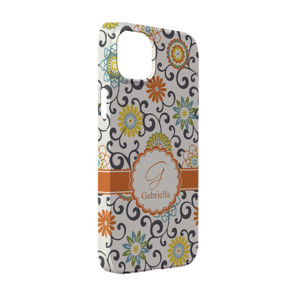 Custom Swirls & Floral iPhone Case - Plastic - iPhone 14 Pro (Personalized)