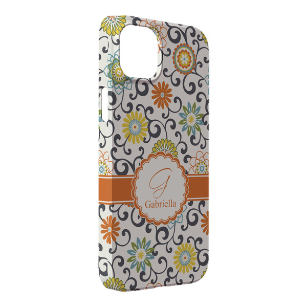Custom Swirls & Floral iPhone Case - Plastic - iPhone 14 Pro Max (Personalized)