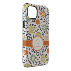 Swirls & Floral iPhone Case - Rubber Lined - iPhone 14 Pro Max (Personalized)