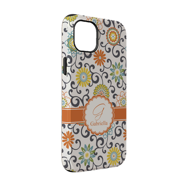 Custom Swirls & Floral iPhone Case - Rubber Lined - iPhone 14 Pro (Personalized)