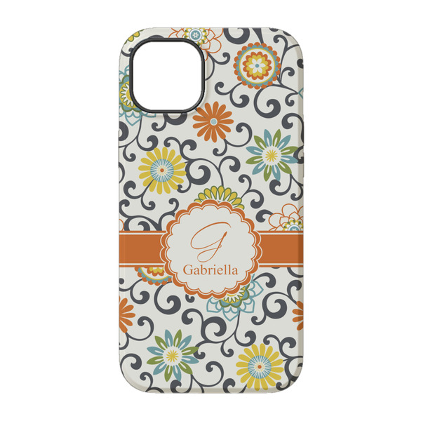 Swirls & Floral iPhone 14 Tough Case - Back