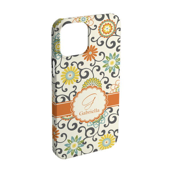 Custom Swirls & Floral iPhone Case - Plastic - iPhone 15 (Personalized)
