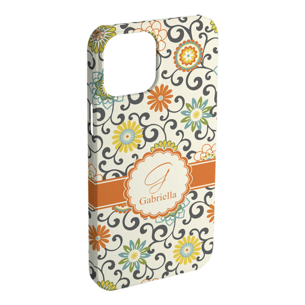 Custom Swirls & Floral iPhone Case - Plastic - iPhone 15 Plus (Personalized)