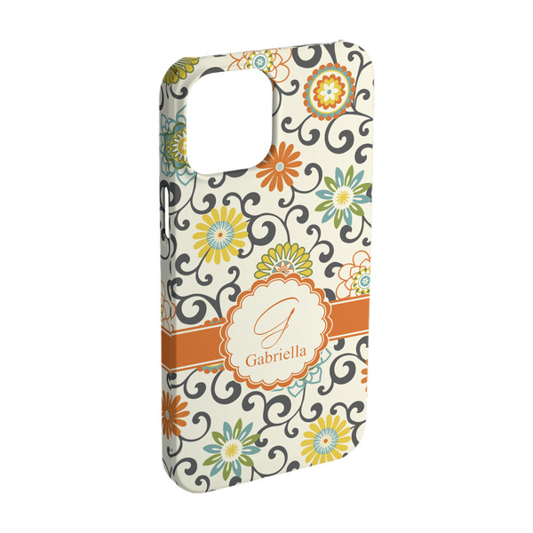 Custom Swirls & Floral iPhone Case - Plastic - iPhone 15 Pro (Personalized)