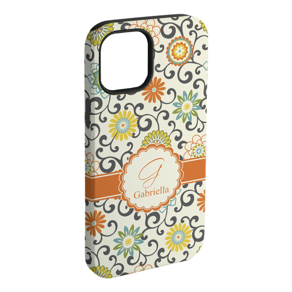 Custom Swirls & Floral iPhone Case - Rubber Lined - iPhone 15 Pro Max (Personalized)