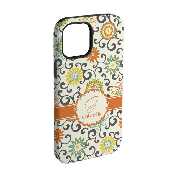 Custom Swirls & Floral iPhone Case - Rubber Lined - iPhone 15 Pro (Personalized)